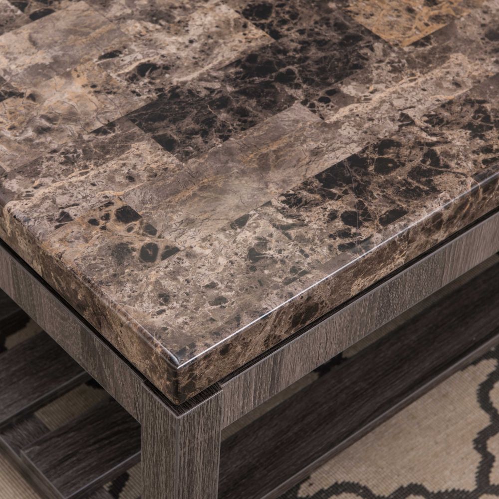 Coffe Table Faux Marble Distressed Grey