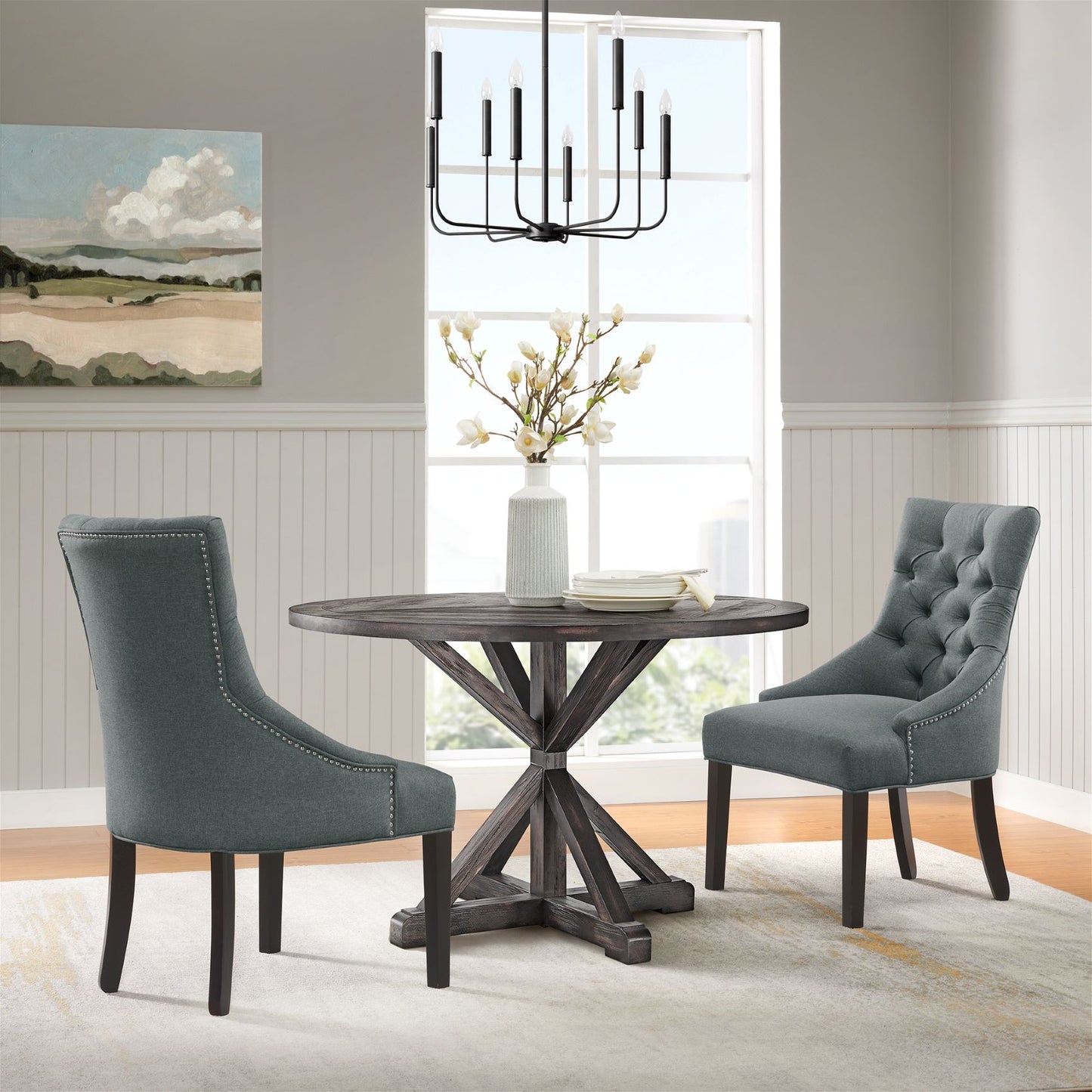 Alaterre Haeys Tufted Upholstered Dining Chairs, Grey (Set of 2) ANHT02FDC
