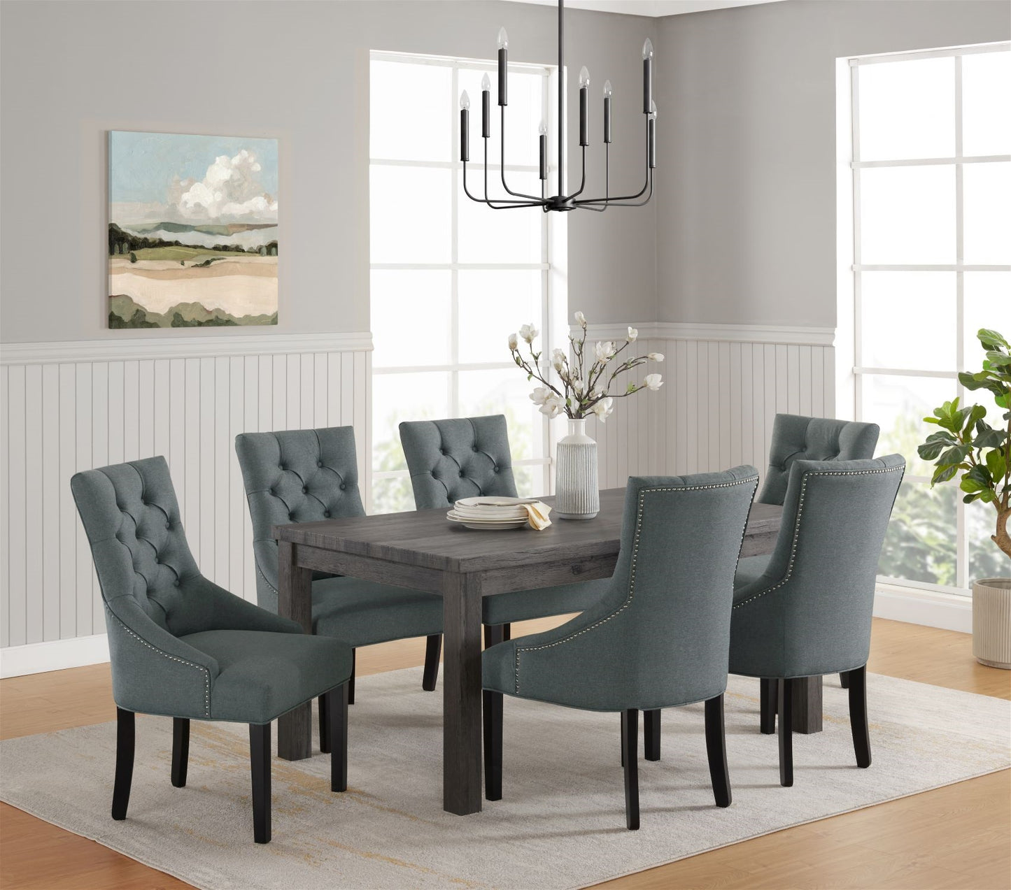Alaterre Haeys Tufted Upholstered Dining Chairs, Grey (Set of 2) ANHT02FDC