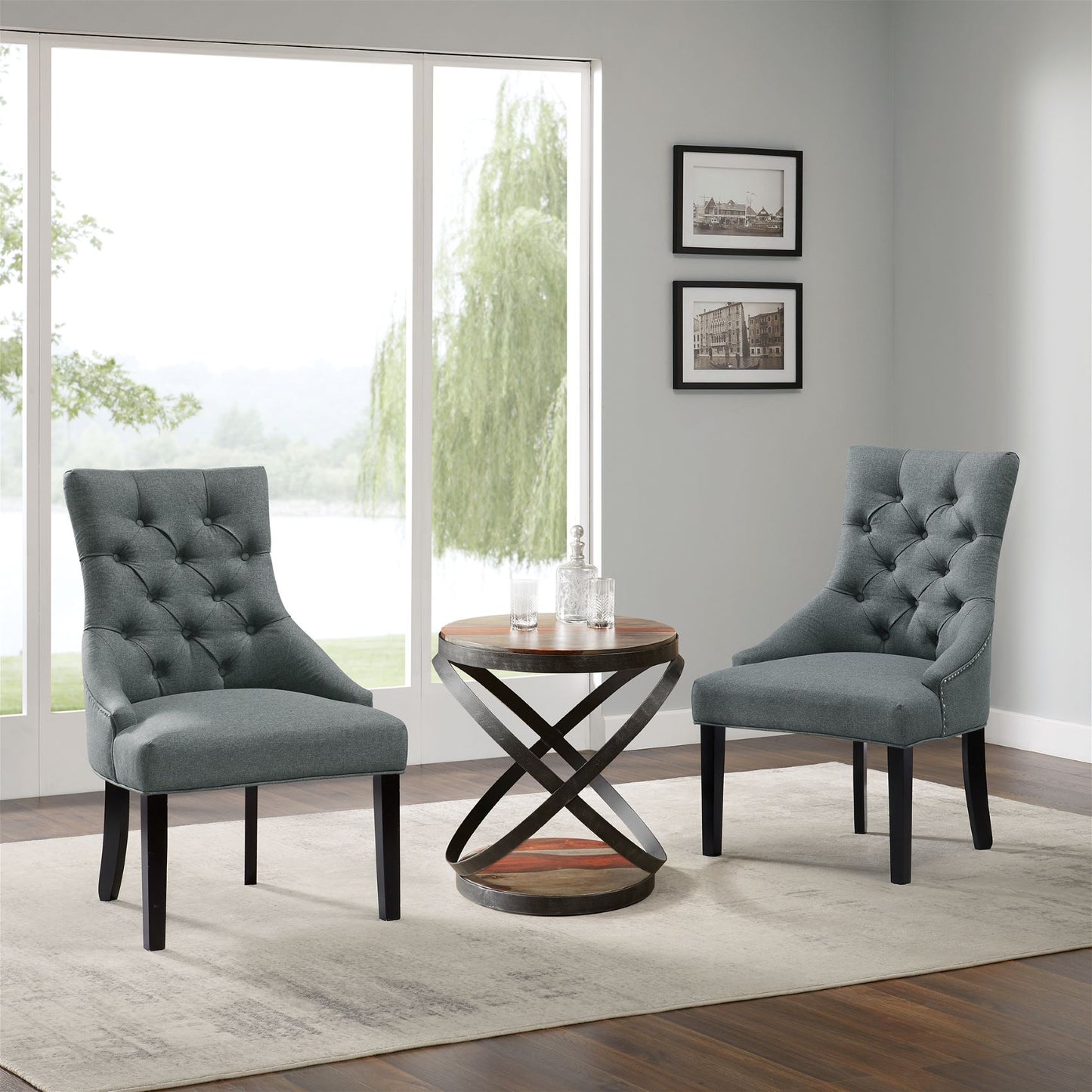 Alaterre Haeys Tufted Upholstered Dining Chairs, Grey (Set of 2) ANHT02FDC