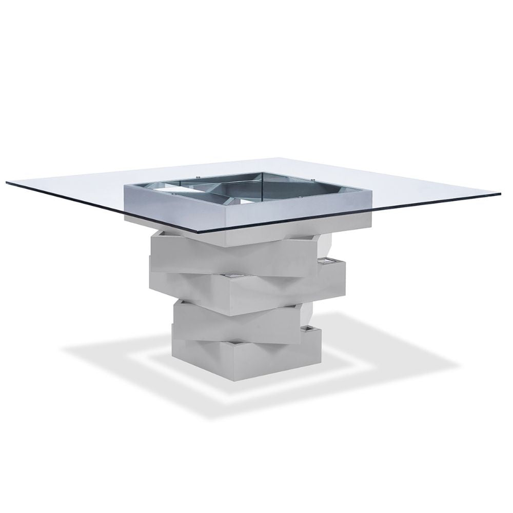 Carson High Gloss Clear Glass Top Dining Table, goldstardining.com