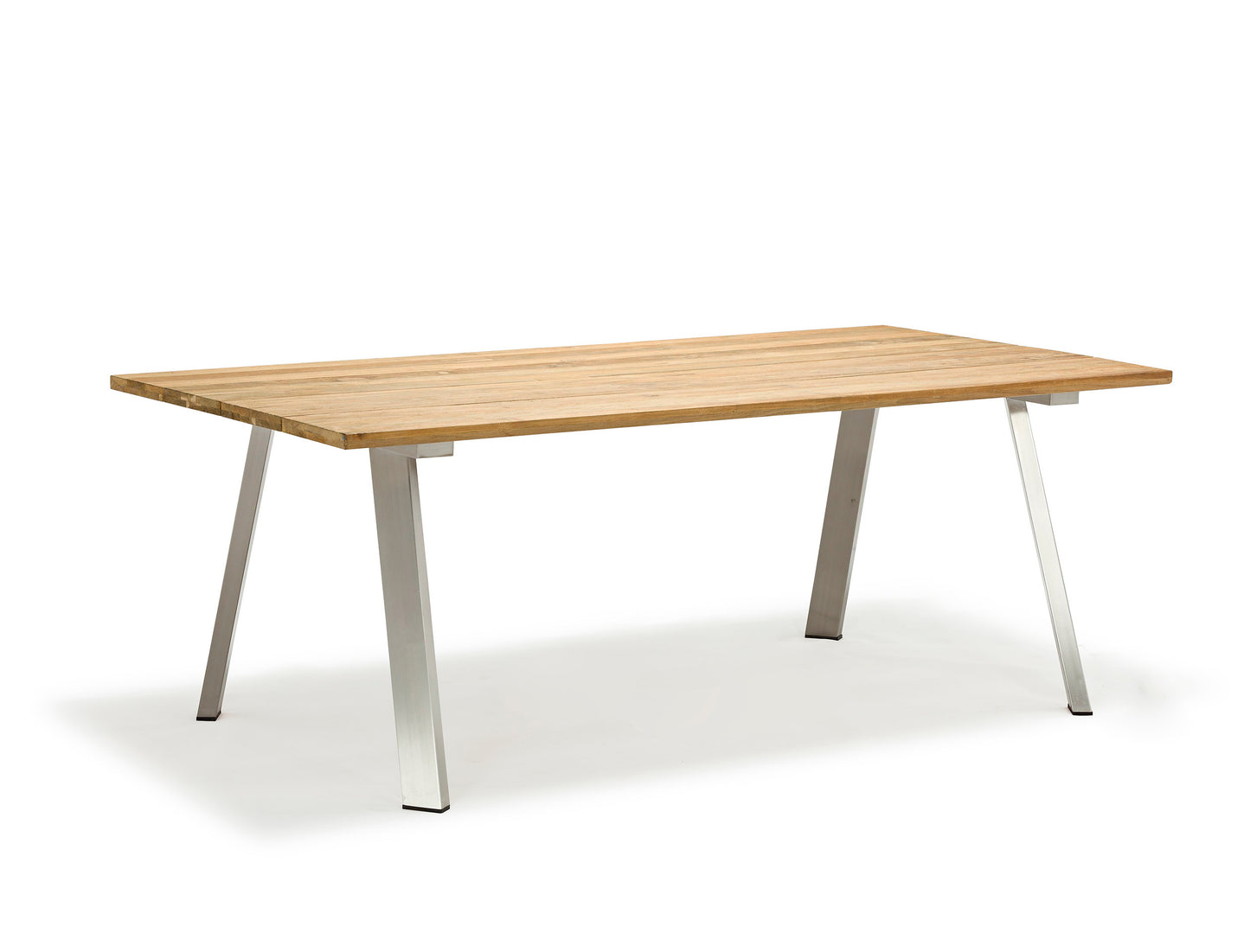 Whiteline Rhea Outdoor Dining Table, Recycling Teak Wood Slats Top, Brushed Stainless Steel Legs DT1834-WLT - GOLD STAR Dining