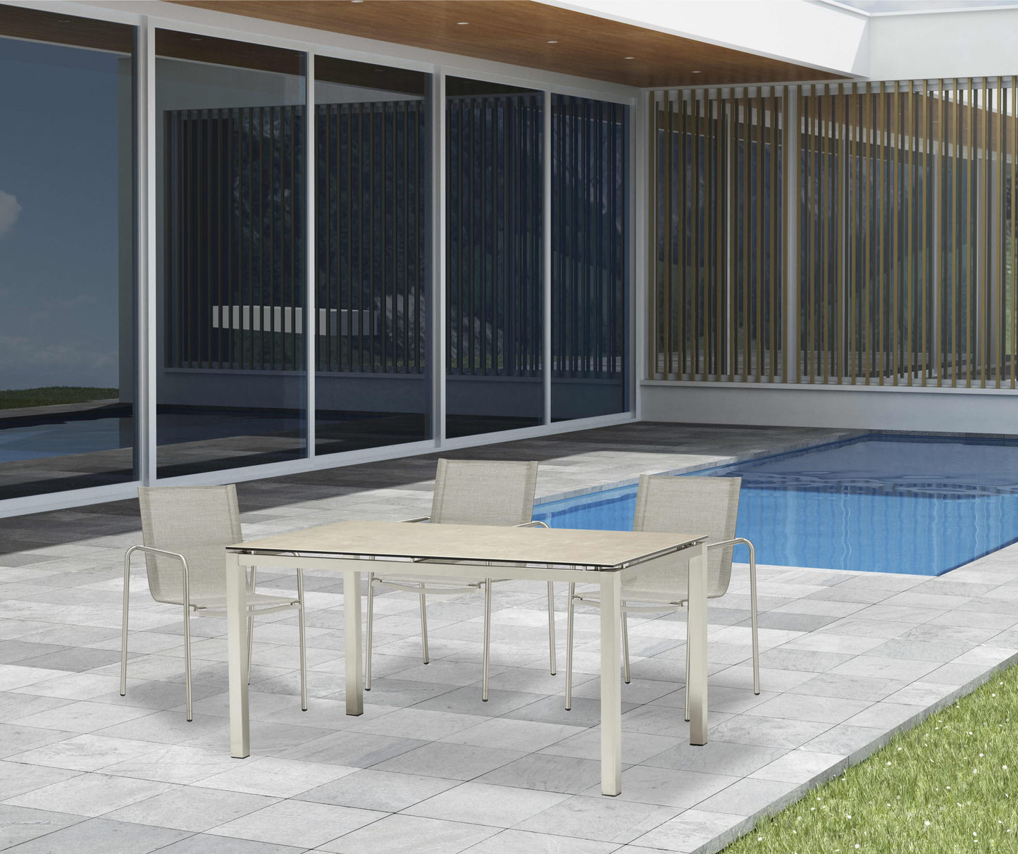 Whiteline Paola Outdoor Dining Table DT1924-LGRY - GOLD STAR Dining