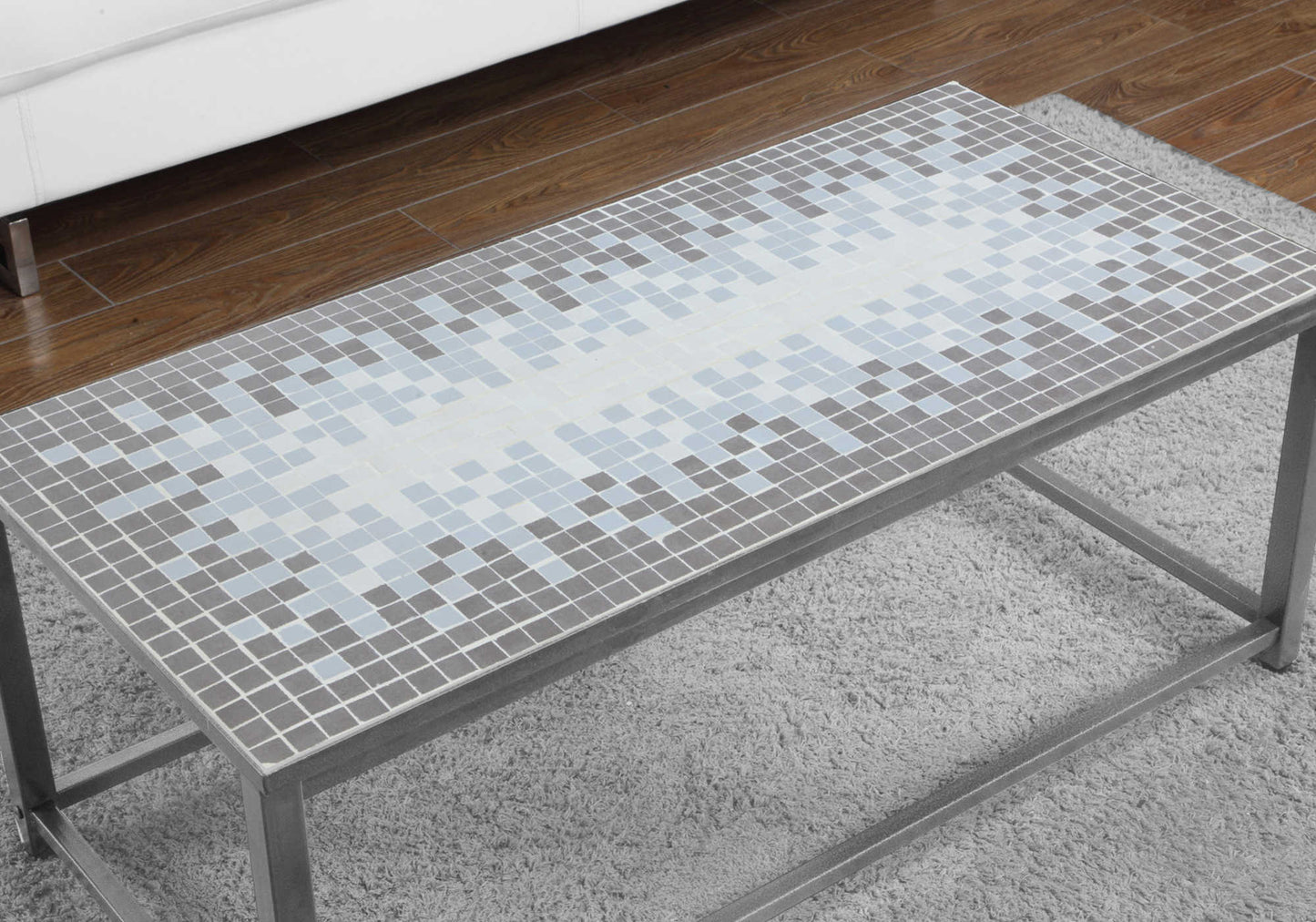 Monarch Specialties Coffee Table, 42" L, Metal, Tile, Blue, Grey I 3140