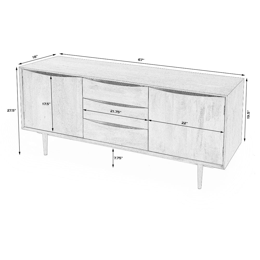 Leonidin Mango Wood Sideboard, 67" Light Brown Butler Specialty
