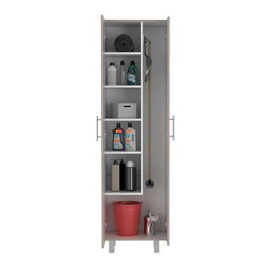 FM Norway Broom Closet Pantry, Five Shelves, Double Door Cabinet