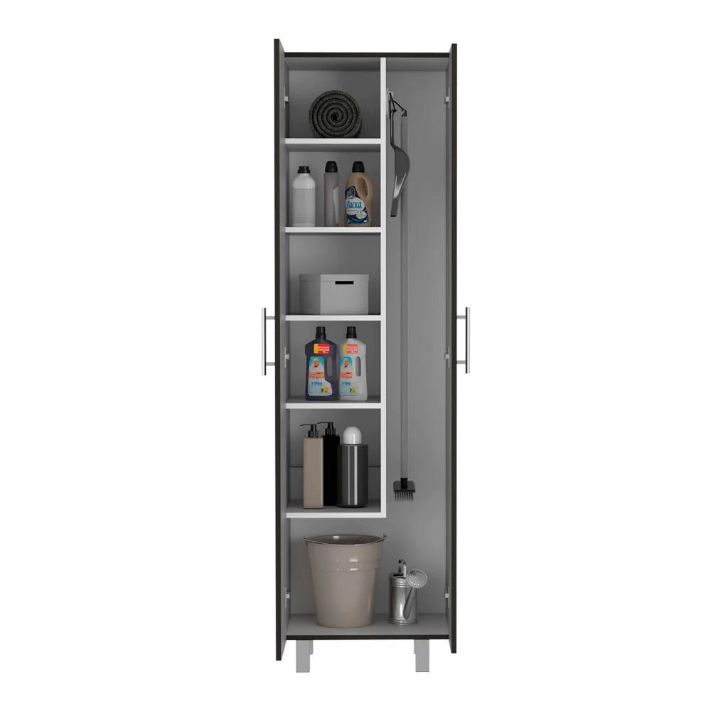 FM Norway Broom Closet Pantry, Five Shelves, Double Door Cabinet