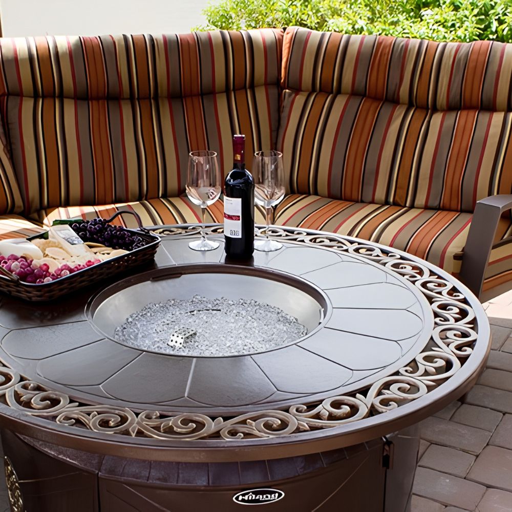 AZ Patio Round Bronze Cast Aluminum Gas Fire Pit Table
