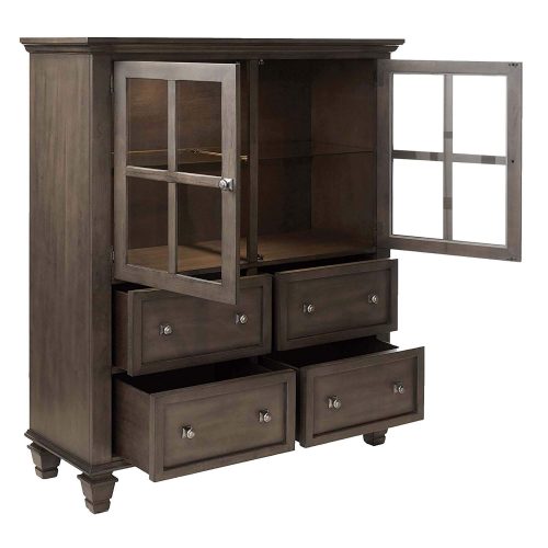 Sunset Trading Shades of Gray Lighted China Cabinet | Four Large Drawers DLU-EL-DS