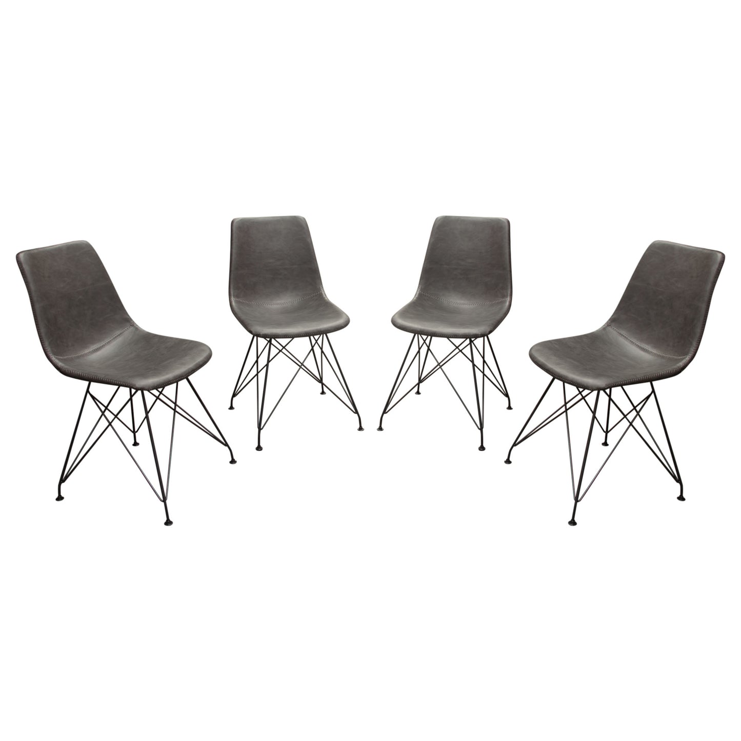 Diamond Sofa Theo Set of (4) Dining Chairs in Chocolate | Grey Leatherette