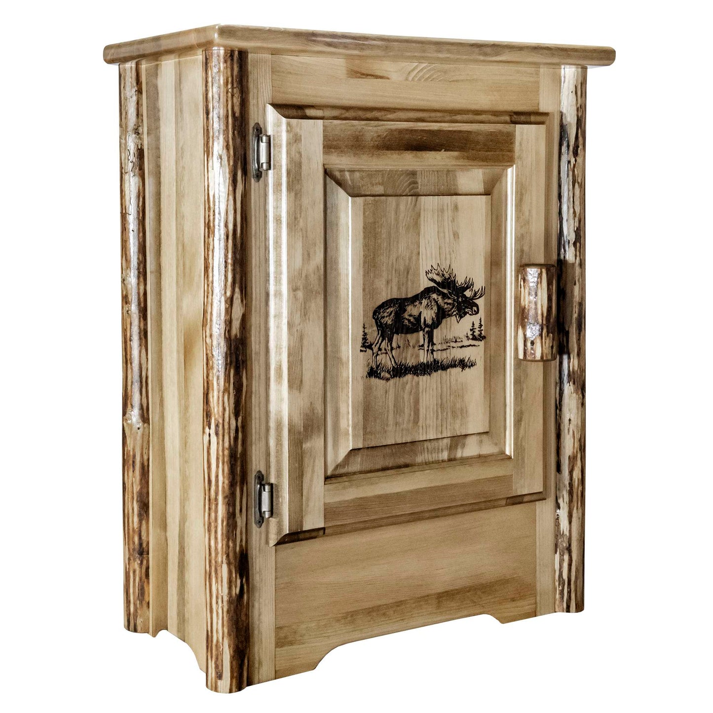 Montana Woodworks Glacier Country Collection Accent Cabinet w/ Laser Engraved Design, Left/Right Hinged
