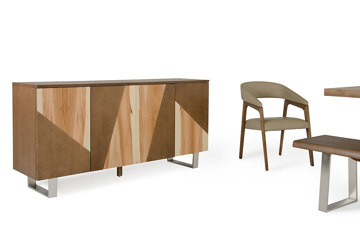 Homeroots 30" Walnut Wood Veneer Leather And Steel Dining Set 282984 - GOLD STAR Dining