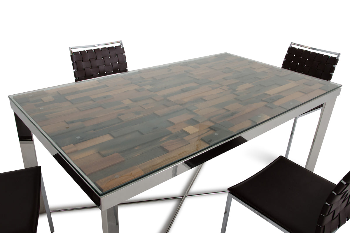 Homeroots 30" Wood Steel And Glass Dining Table 283191 - GOLD STAR Dining