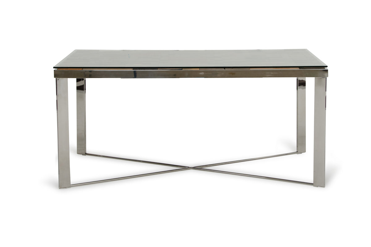 Homeroots 30" Wood Steel And Glass Dining Table 283191 - GOLD STAR Dining