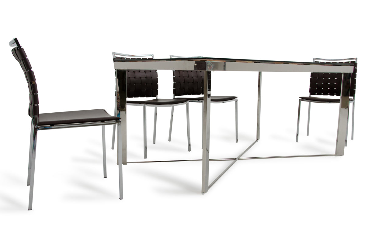 Homeroots 30" Wood Steel And Glass Dining Table 283191 - GOLD STAR Dining
