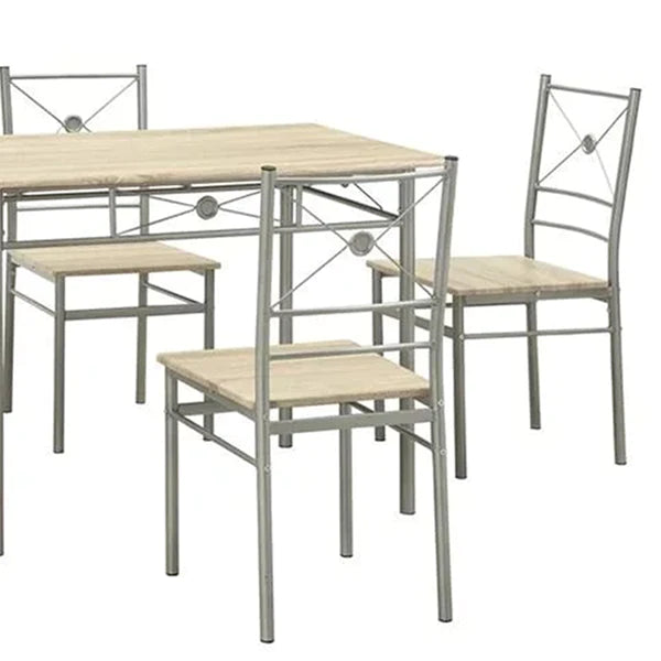 Benzara Sturdy Dining Table In A set Of Five, Silver BM158031 - GOLD STAR Dining