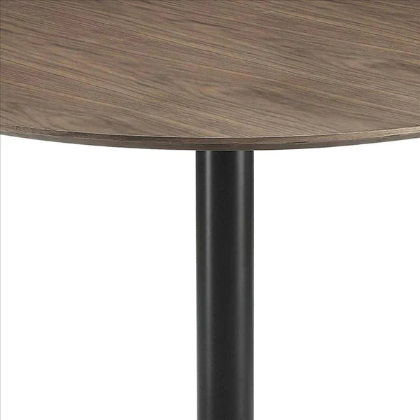 Benzara 30 Inch Round Wooden Top Modern Dining Table, Black and Brown BM233395 - GOLD STAR Dining