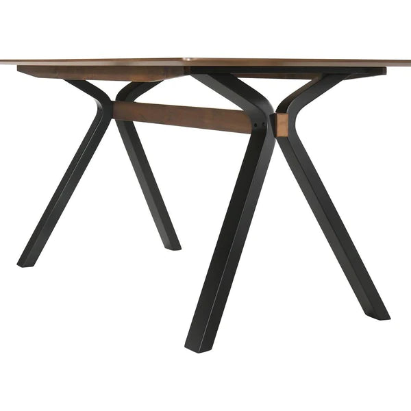 Benzara Rectangular Wooden Top Dining Table with A Shaped Legs, Brown and Black BM236390 - GOLD STAR Dining