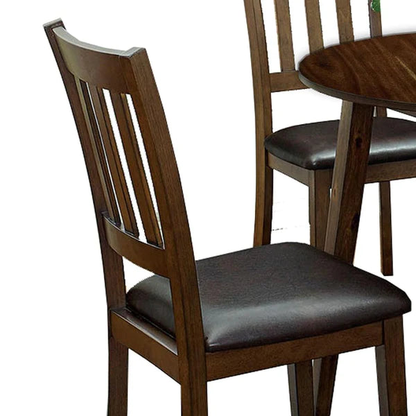 Benzara Wooden Dining Table with Ladder Back Style Chairs, Set of 5, Brown BM236574 - GOLD STAR Dining