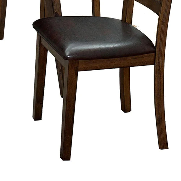 Benzara Wooden Dining Table with Ladder Back Style Chairs, Set of 5, Brown BM236574 - GOLD STAR Dining