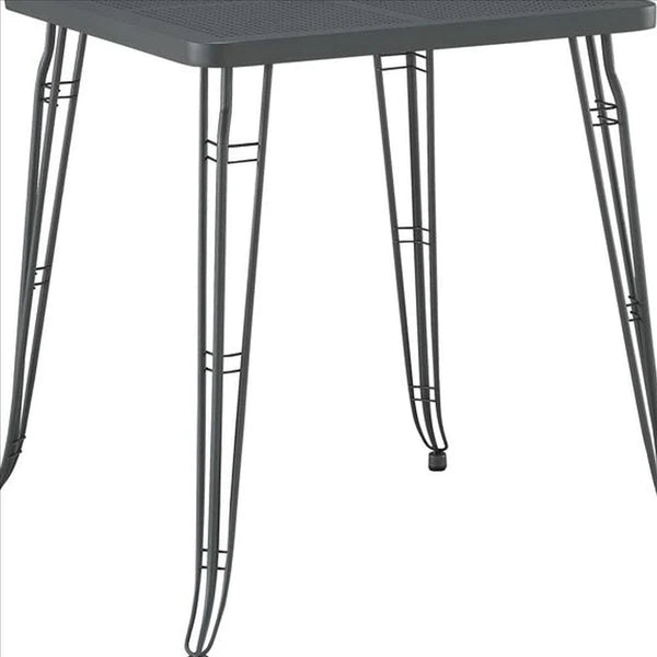 Benzara Industrial Metal Pub Table with Perforated Top, Gray BM240813 - GOLD STAR Dining
