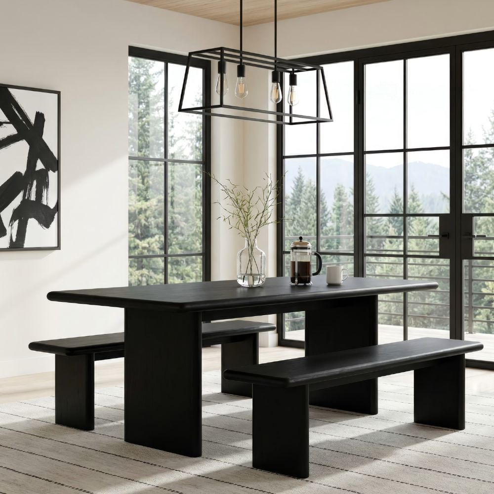 lifestyle black Halmstad Wood Dining Bench,goldstardining.com