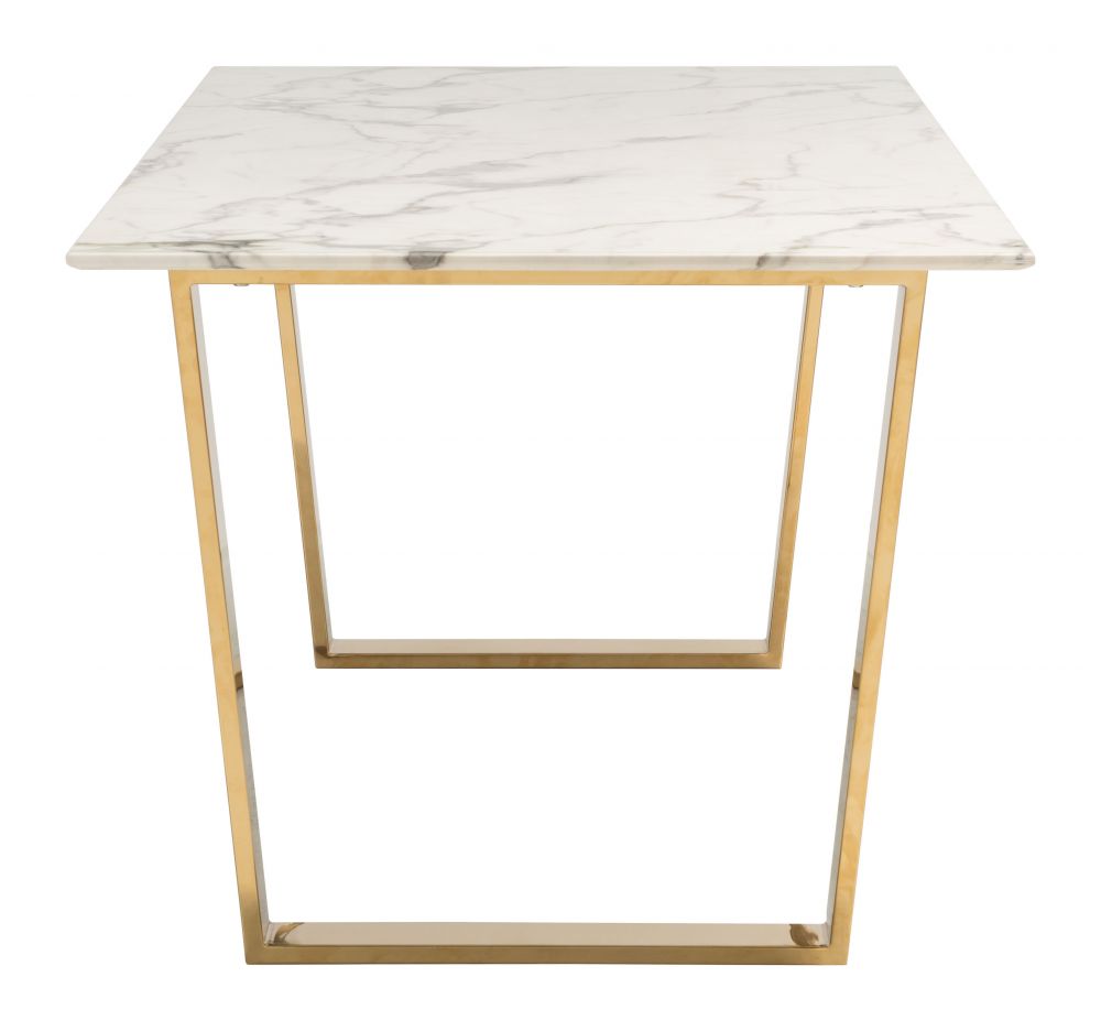 ZuoMod Atlas Dining Table White & Gold 100652