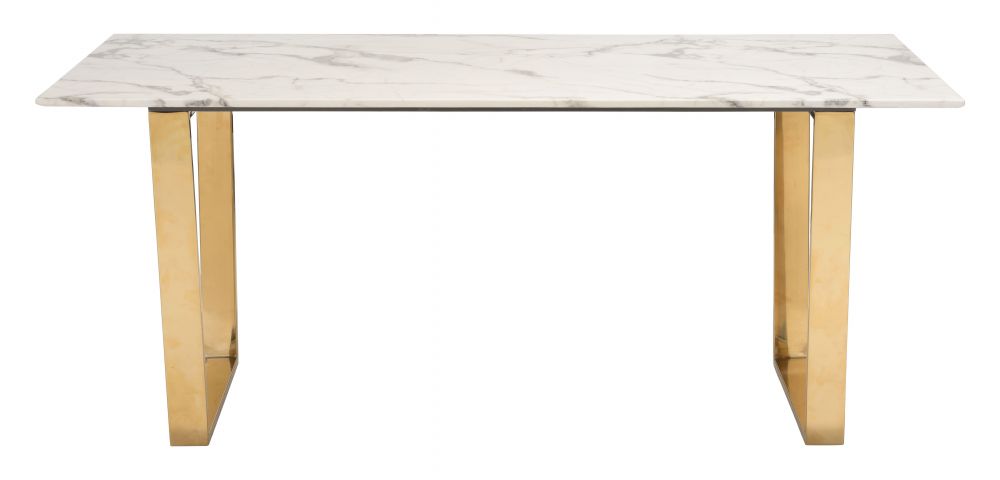 ZuoMod Atlas Dining Table White & Gold 100652