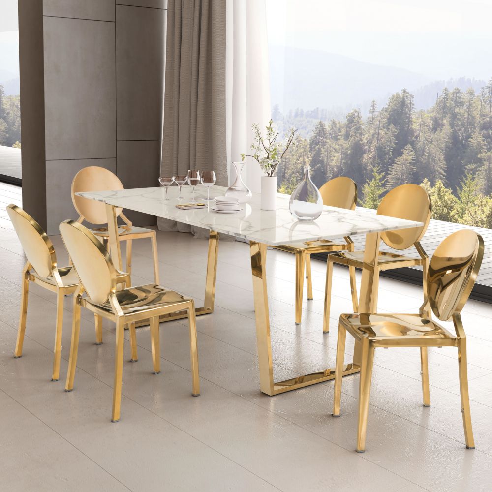 ZuoMod Atlas Dining Table White & Gold 100652