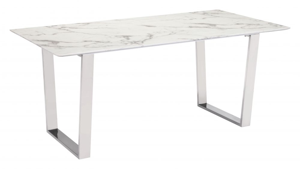 ZuoMod Atlas Dining Table White & Silver 100707