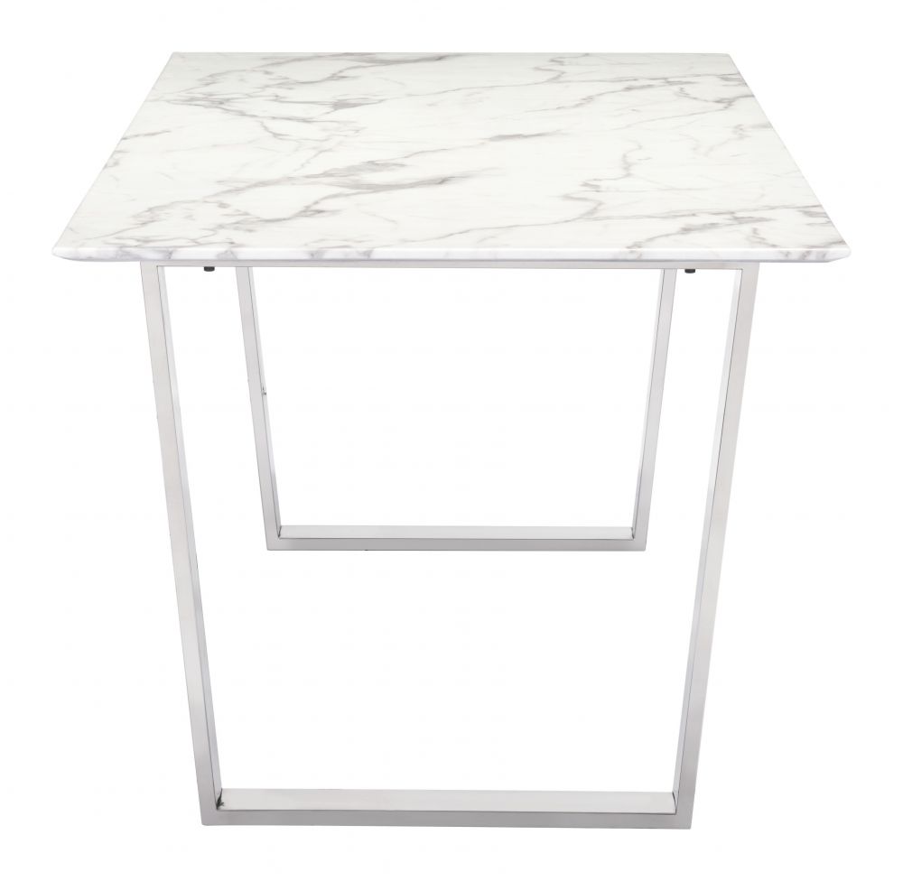 ZuoMod Atlas Dining Table White & Silver 100707