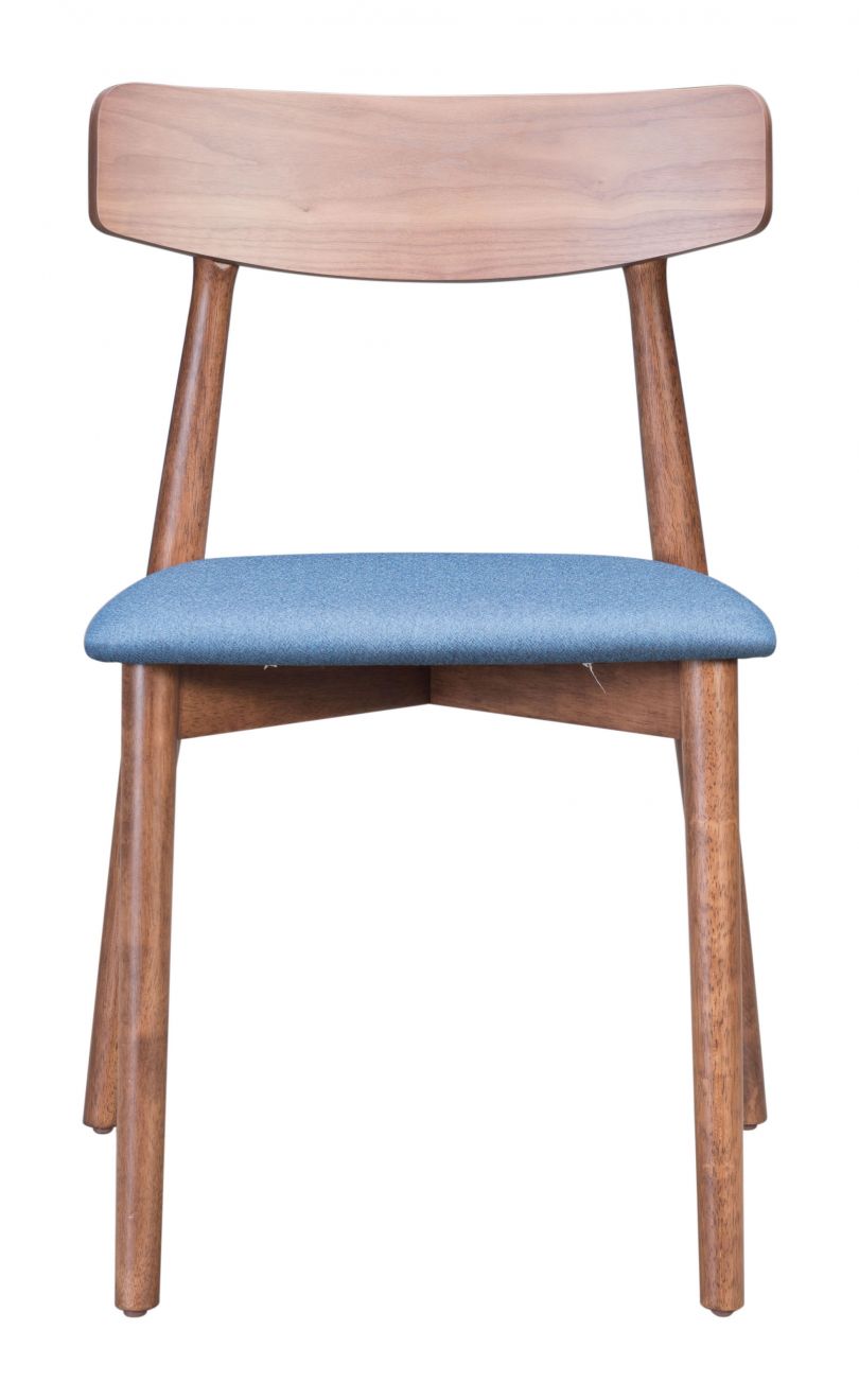 ZuoMod Newman Dining Chair (Set of 2) Walnut & Gray / Walnut & Blue