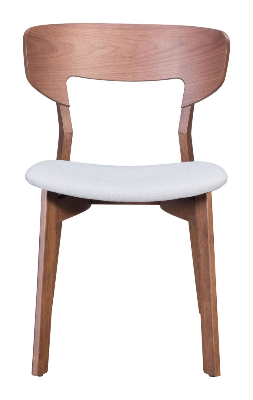 ZuoMod Russell Dining Chair (Set of 2) Walnut & Light Gray 100979