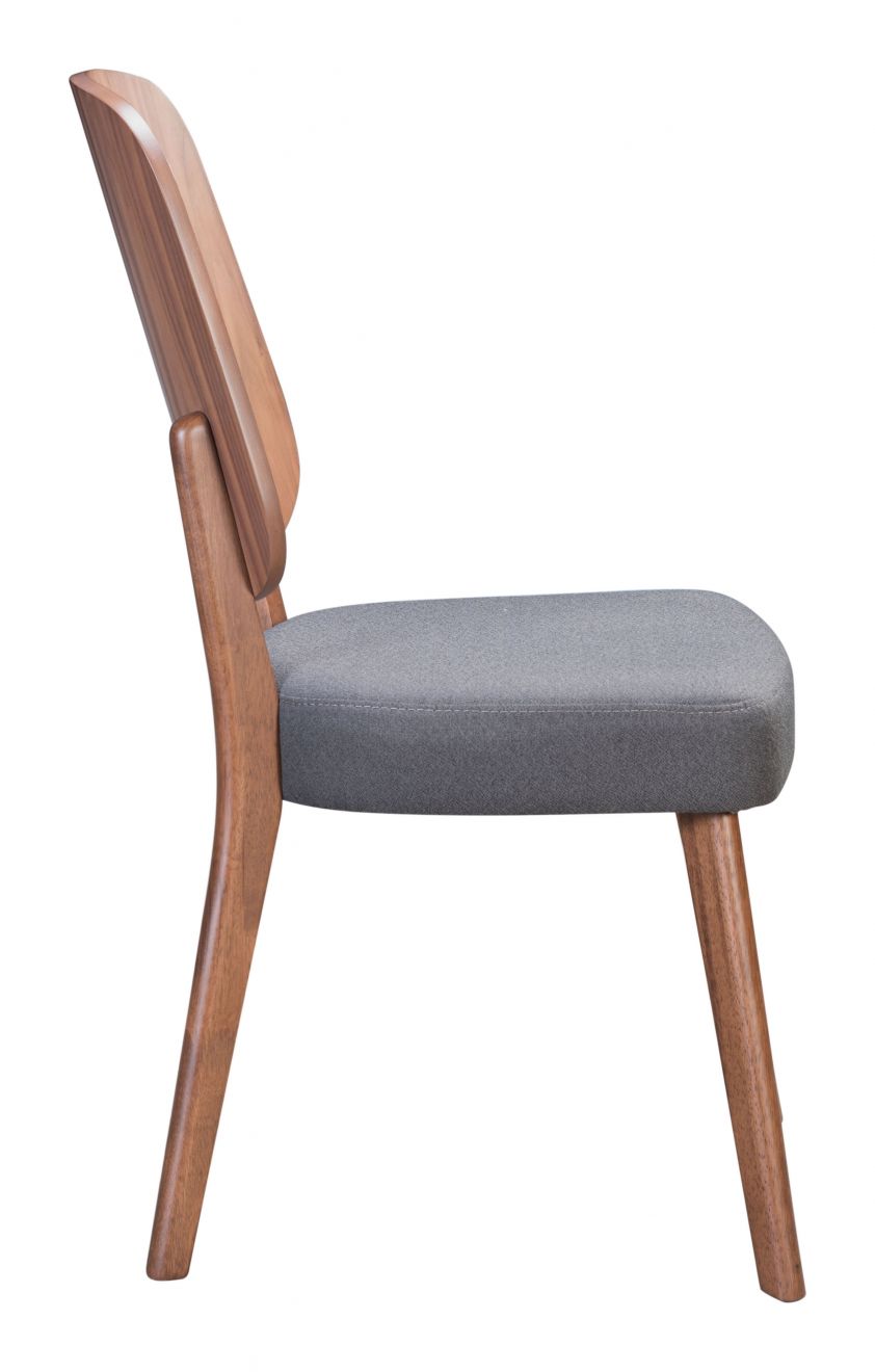 ZuoMod Alberta Dining Chair (Set of 2) Walnut & Dark Gray 100981