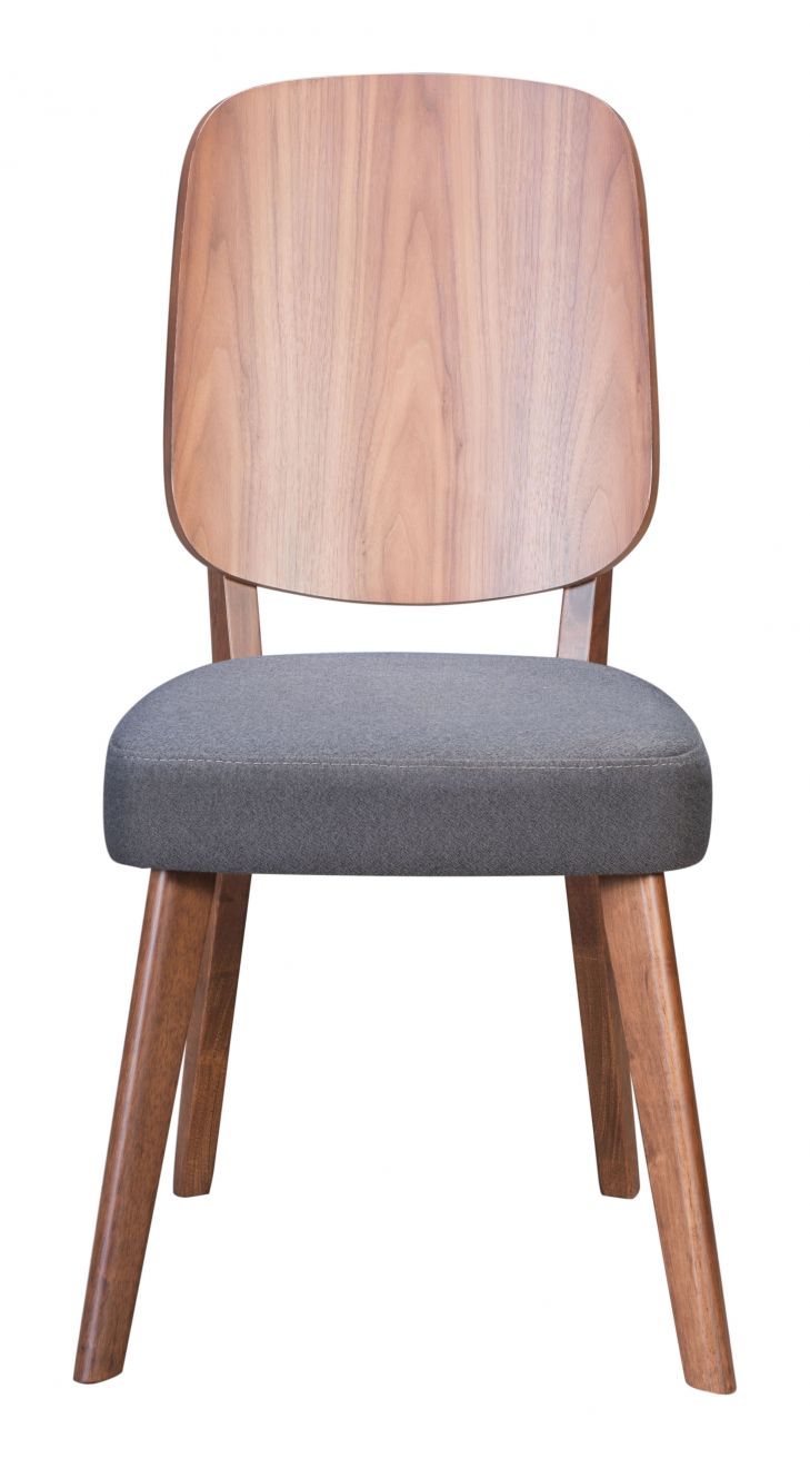 ZuoMod Alberta Dining Chair (Set of 2) Walnut & Dark Gray 100981