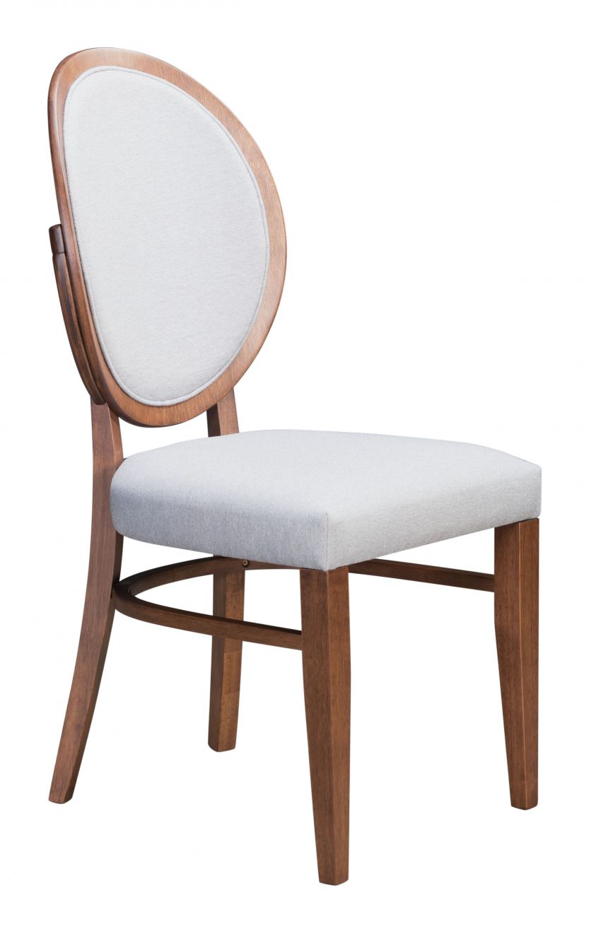 ZuoMod Regents Dining Chair (Set of 2) Walnut & Light Gray 100982