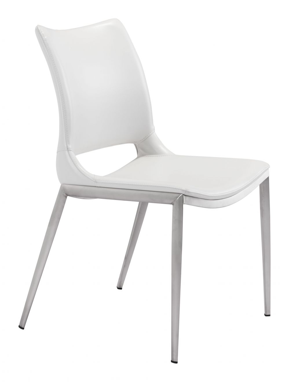 ZuoMod Ace Dining Chair (Set of 2) White & Silver 101279