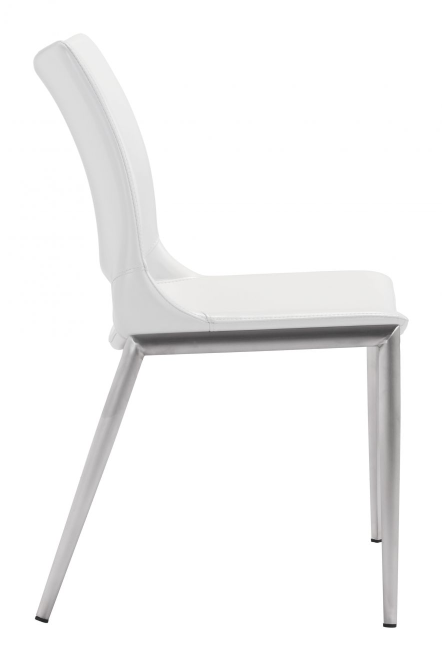 ZuoMod Ace Dining Chair (Set of 2) White & Silver 101279