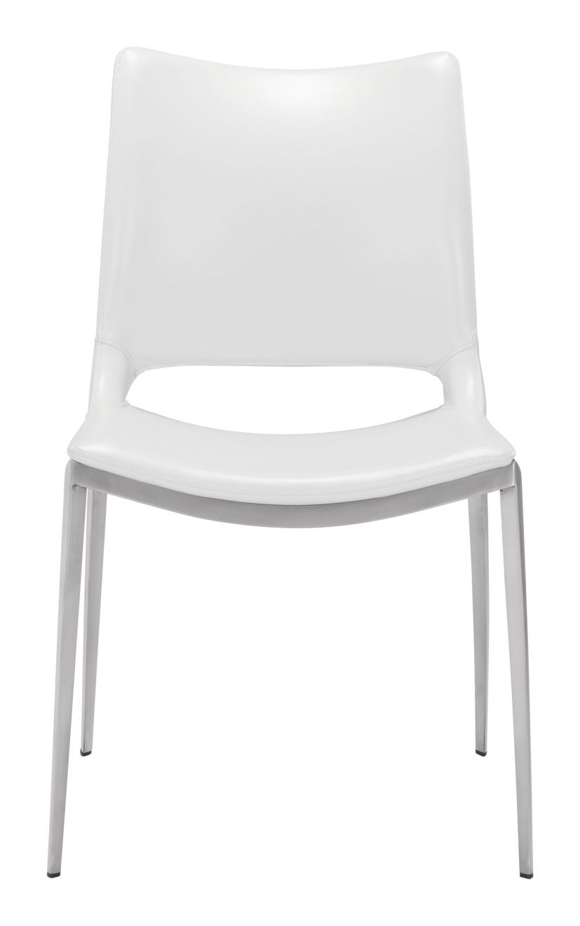 ZuoMod Ace Dining Chair (Set of 2) White & Silver 101279