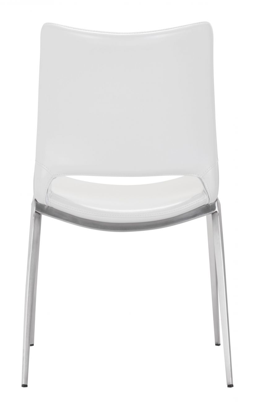 ZuoMod Ace Dining Chair (Set of 2) White & Silver 101279