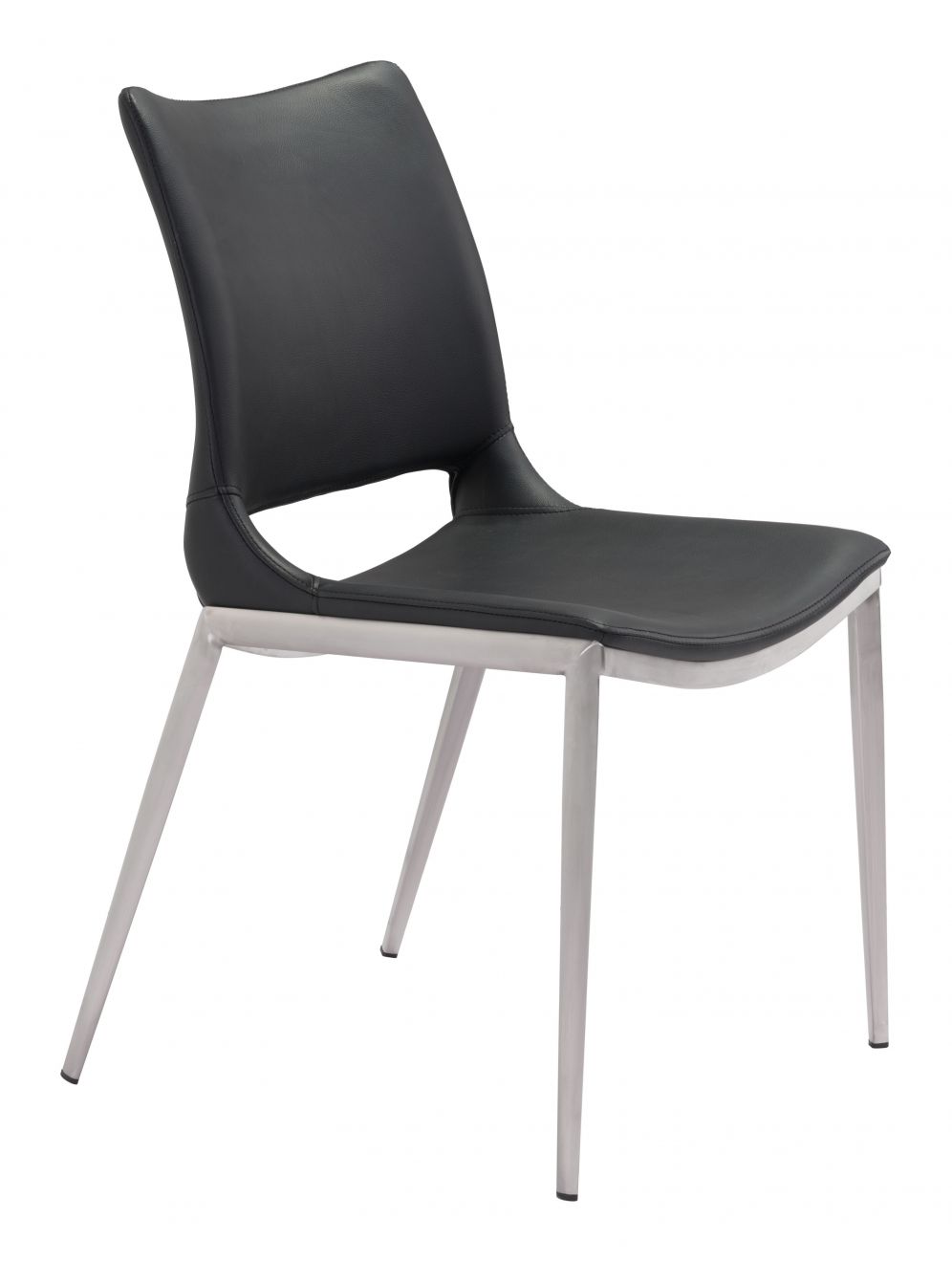 ZuoMod Ace Dining Chair (Set of 2) Black & Silver 101280