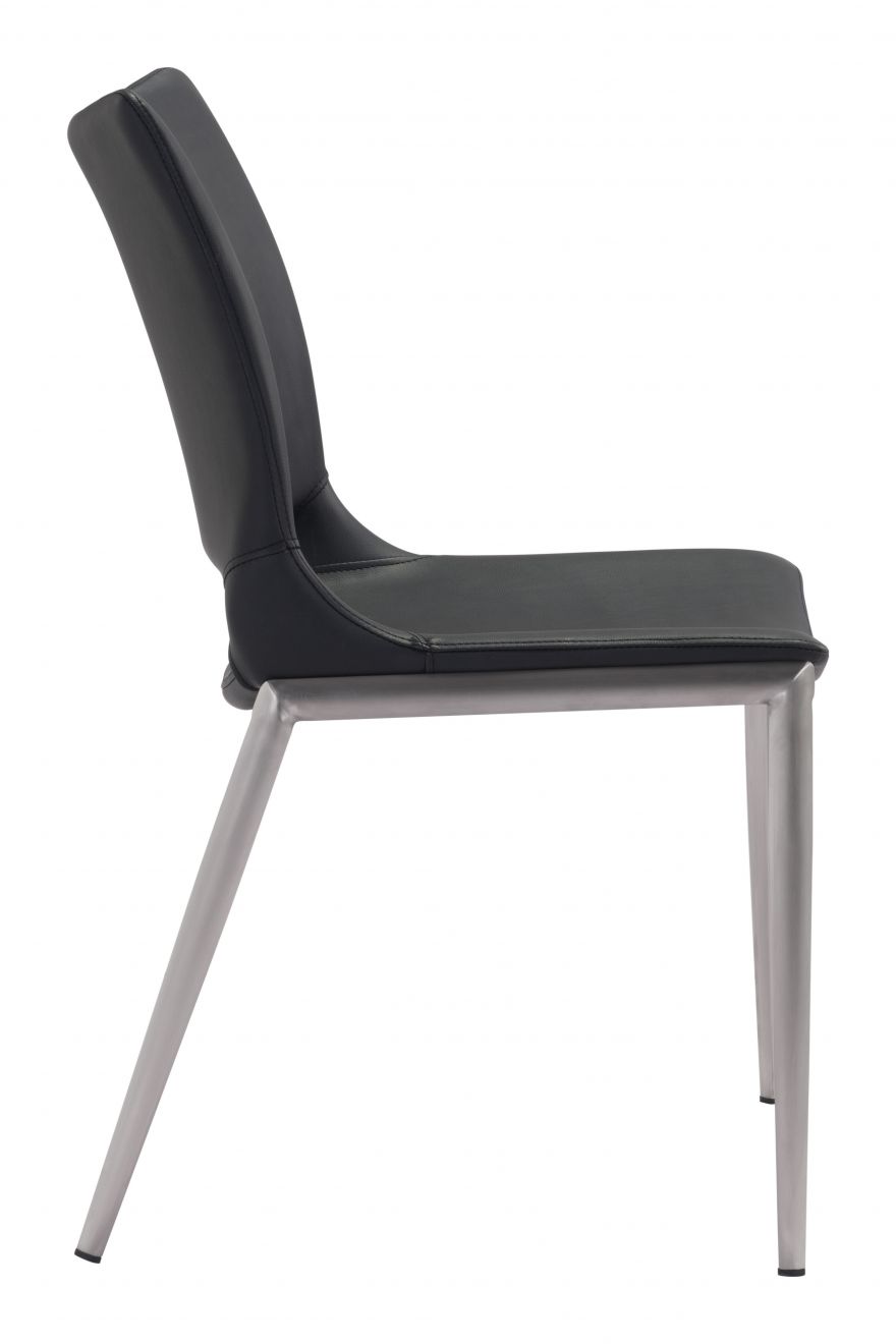 ZuoMod Ace Dining Chair (Set of 2) Black & Silver 101280