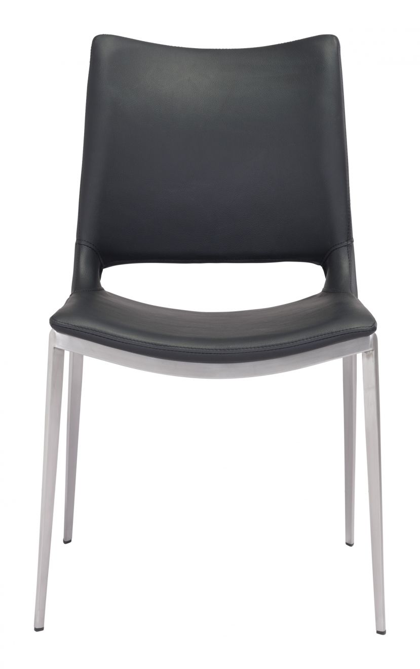 ZuoMod Ace Dining Chair (Set of 2) Black & Silver 101280