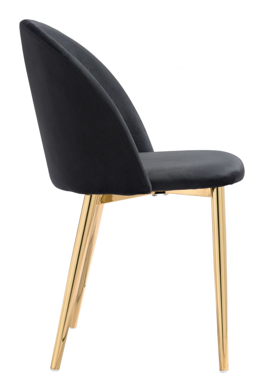 ZuoMod Cozy Dining Chair (Set of 2) Black & Gold 101556