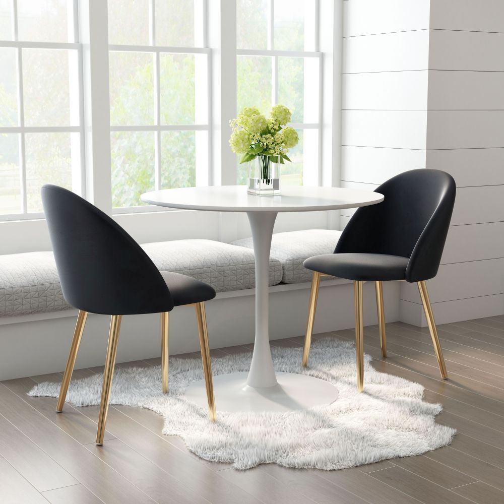 ZuoMod Cozy Dining Chair (Set of 2) Black & Gold 101556