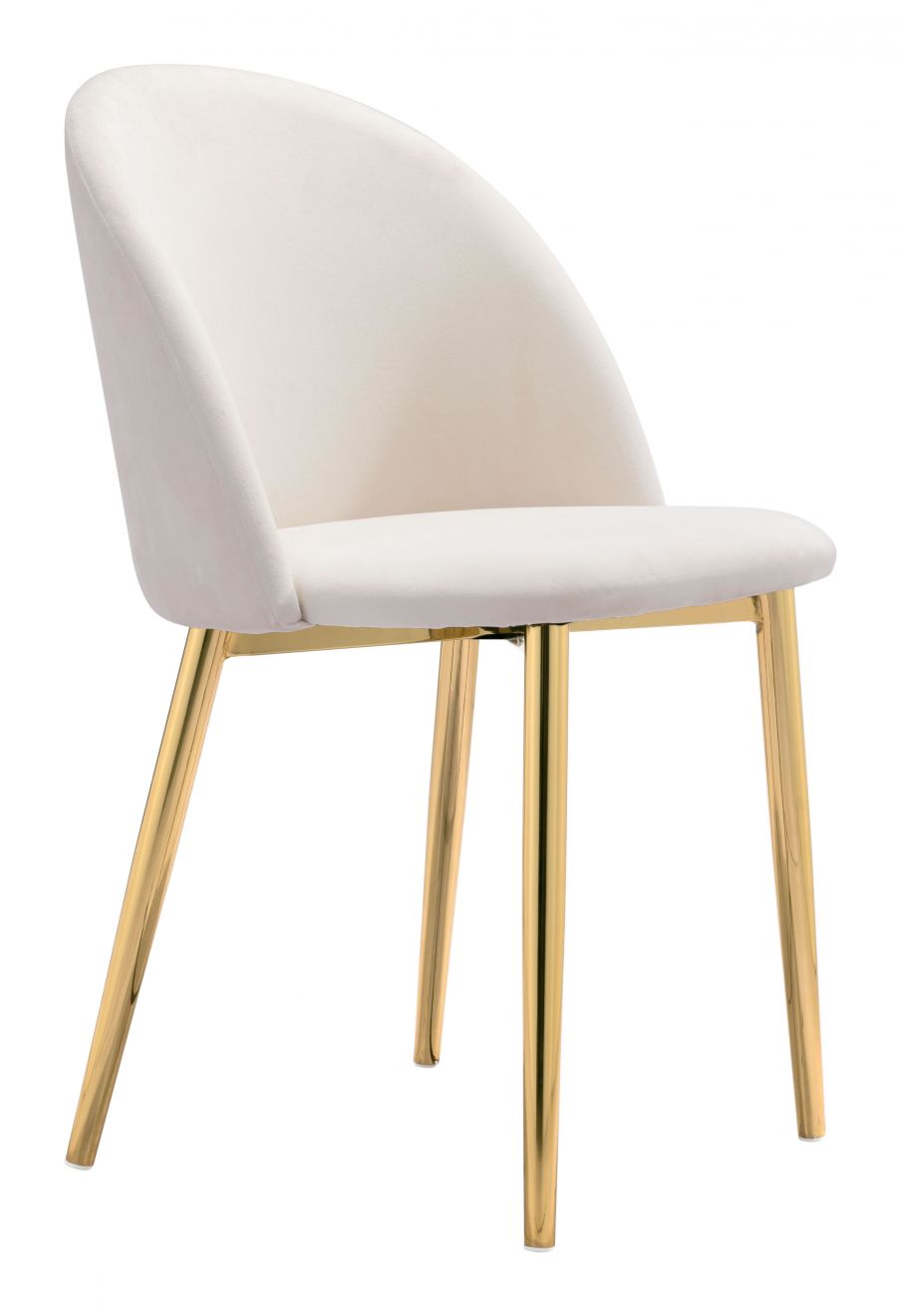 ZuoMod Cozy Dining Chair (Set of 2) Cream & Gold 101557