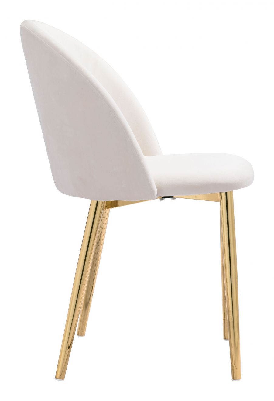 ZuoMod Cozy Dining Chair (Set of 2) Cream & Gold 101557