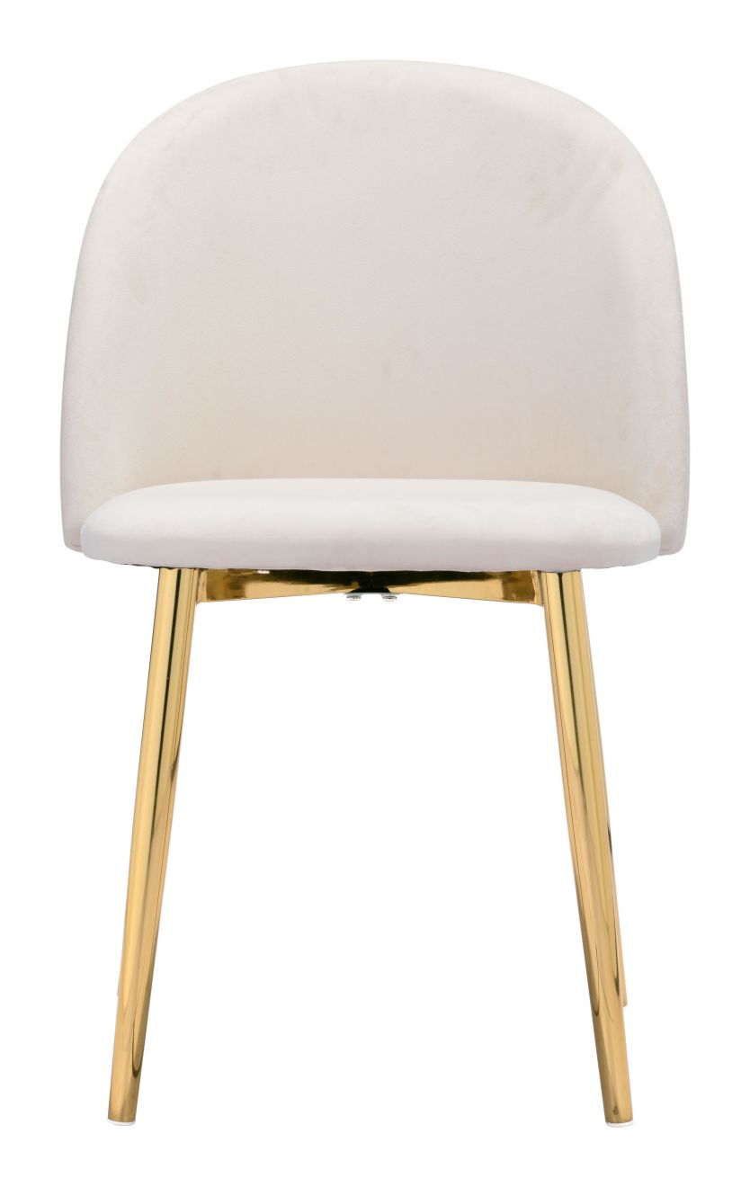 ZuoMod Cozy Dining Chair (Set of 2) Cream & Gold 101557