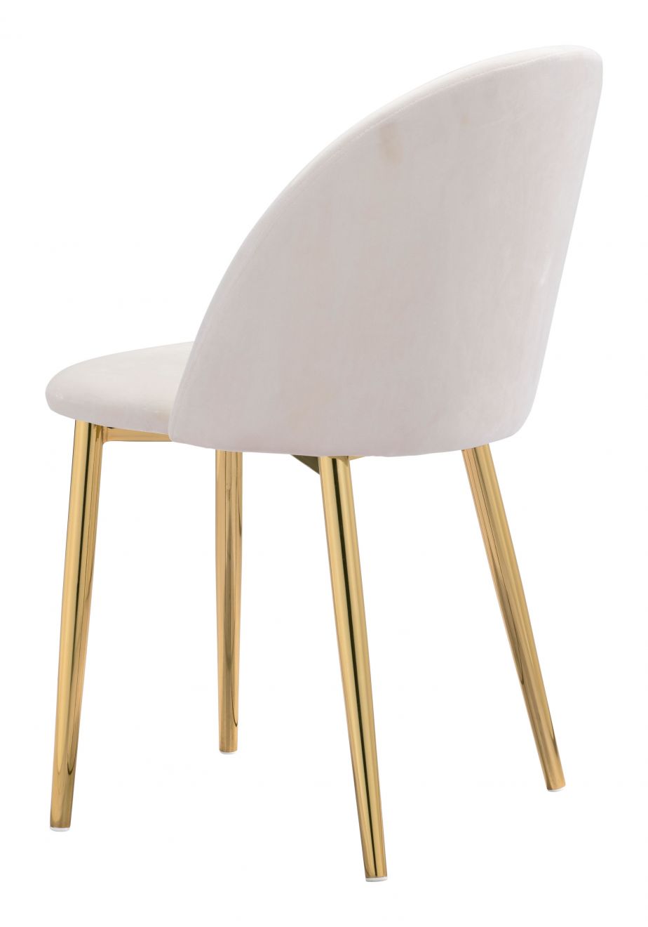 ZuoMod Cozy Dining Chair (Set of 2) Cream & Gold 101557