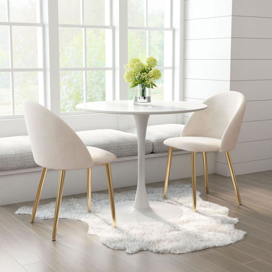 ZuoMod Cozy Dining Chair (Set of 2) Cream & Gold 101557